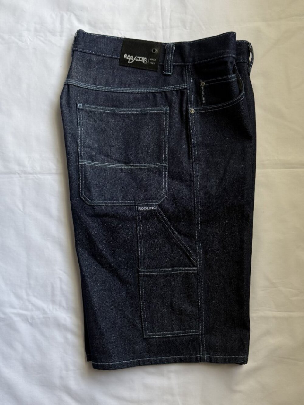 Roglins Jeans Vintage Dark Wash Baggy Denim Carpenter Shorts Jorts Size 36 - Picture 3 of 10
